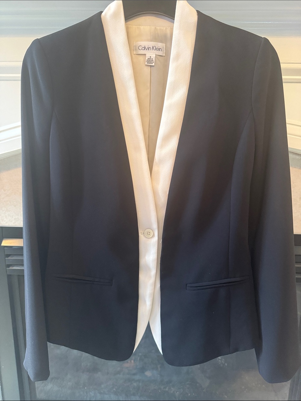 Calvin Klein Black Blazer with Ivory Trim